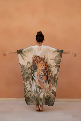 Cream tiger luxury resort wear garment – Amanda Marcucci