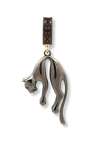 Black panther charm with gemstone clasp, designed in Florence in collaboration with Helena Christensen
