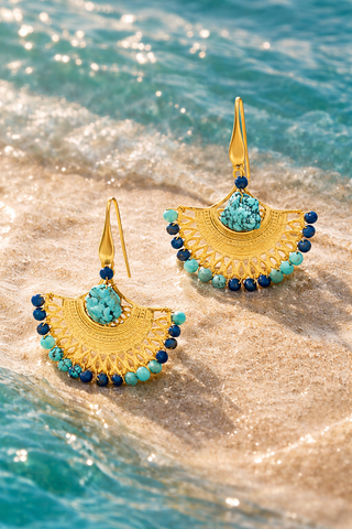 Egyptian style turquoise, lapis earrings