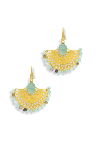 Amazonite lotus earrings in vermeil gold – Amanda Marcucci