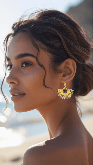 Amethyst and gemstone gold fan earrings – Amanda Marcucci