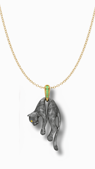 Black Panther pendant with yellow sapphire eyes – Amanda Marcucci