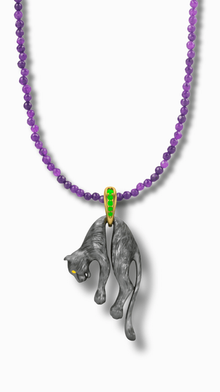 Black Panther pendant with yellow sapphire eyes – Amanda Marcucci