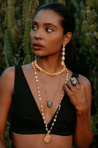 Citrine Collar with Scarab Pendant Clasp – handcrafted Italian jewellery by Amanda Marcucci, Florence.