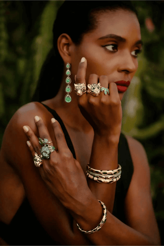 Green Swarovski 5 Drop Earrings – handcrafted Italian jewellery by Amanda Marcucci, Florence.